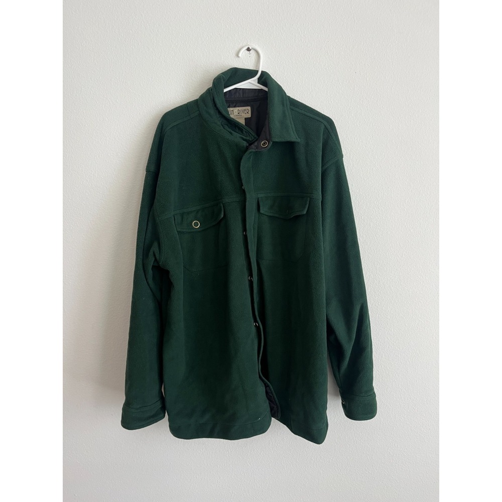 Sun River Jacket Mens Large Green Fleece Flap‎ Pockets Lined Winter Warm Cozy